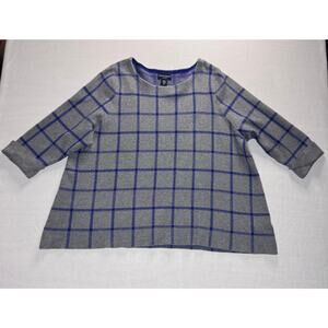 Gray Blue Plaid Cynthia Rowley 3X Blouse